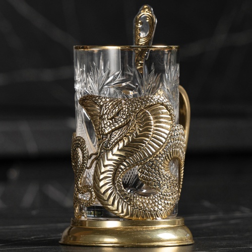 Подстаканник ручной работы "Змея", в шкатулке из массива