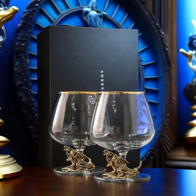 Набор из 2-х бокалов для коньяка "Дракон" в черной подарочной коробке