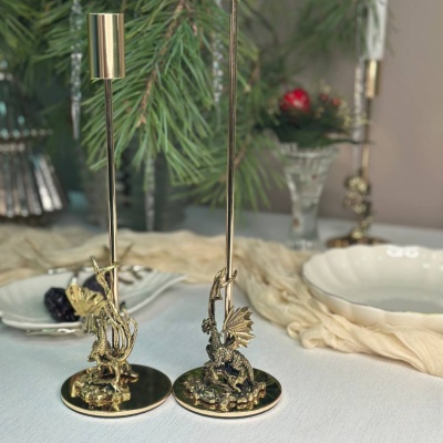 Подсвечник металлический малый Дракон в транспортной коробке