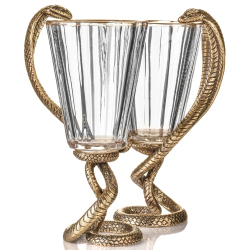 Набор 3 лафитника и статуэтка "Змея",  в коробке из дизайнерского картона