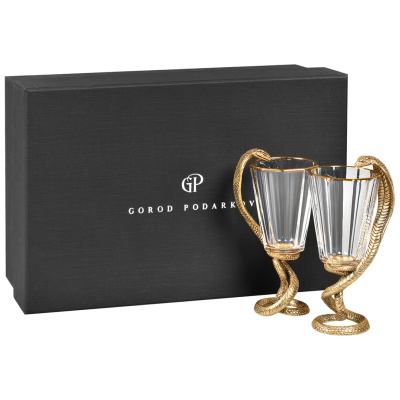 Набор 2 лафитника "Змея",в черной подарочной упаковке.