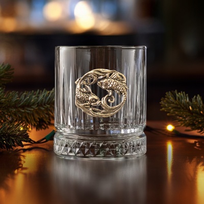 Бокал для виски Элизия с накладкой Рыбы, упаковка Домик