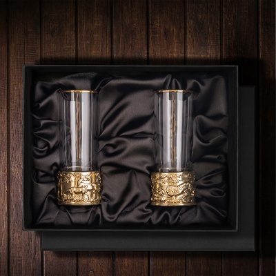 Набор из 2-х стопок-патрон Тигр в черной подарочной коробке