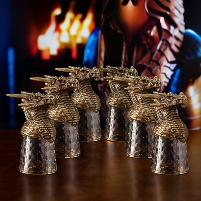 Набор 6 стопок-перевертышей  "Дракон",в деревянной шкатулке