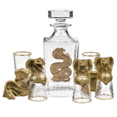 Набор 6 стопок-перевертышей со штофом "Змея", в коробке из дизайнерского картона