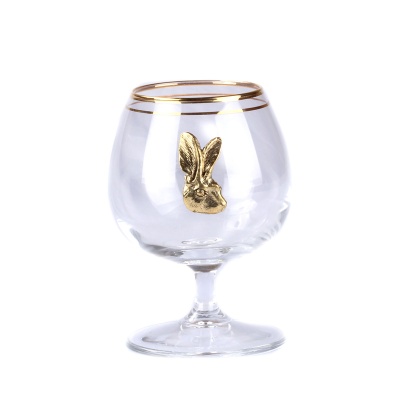 Набор из 6-ти бокалов для коньяка с накладкой Звери (латунь) в подарочной коробке с накладкой