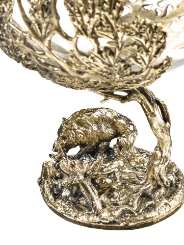 Набор 2 бокала для коньяка (Р) "Кабан +Медведь ", в черной  подарочной упаковке