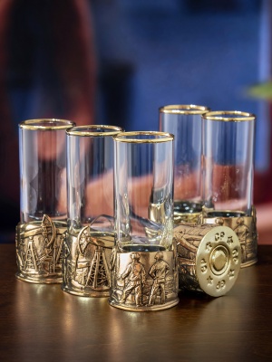 Набор 6 стопок патрон Профессии "Нефтяник", в черной подарочной упаковке