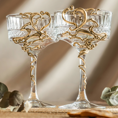 Набор 2 бокала Элизия для шампанского "Сердца" в подарочной коробке