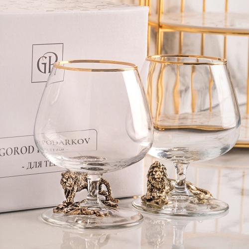 Набор из 2-х бокалов для коньяка "Тигр, Лев лежачий" в картонной коробке
