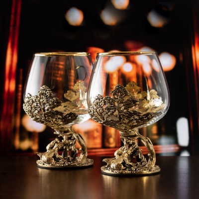 Набор 2 бокала для коньяка "Медведи", в коробке из дизайнерского картона