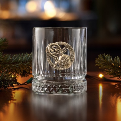 Бокал для виски Элизия с накладкой Водолей, упаковка Домик