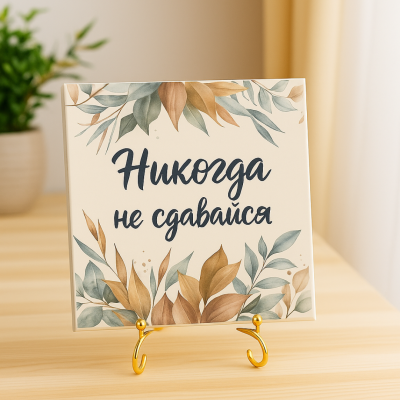 Плитка подарочная "Никогда не сдавайся" в подарочной коробке