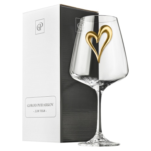 Бокал для вина "Корвус",накл. "Сердце", в подарочной коробке