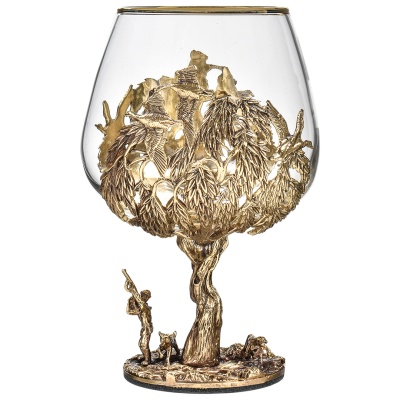 Набор 2 бокала для коньяка "Охота на Уток" и "Охота на Лося", в коробке из дизайнерского картона