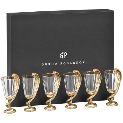 Набор 6 лафитников "Змея", в  черной подарочной уп., ключница