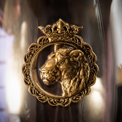 Набор 2 бокала для коньяка  с накл."Лев и львица Royal" в черной подарочной коробке