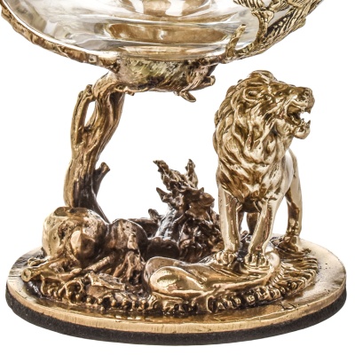 Набор 4 бокала для коньяка "Лев", в шкатулке из массива дерева