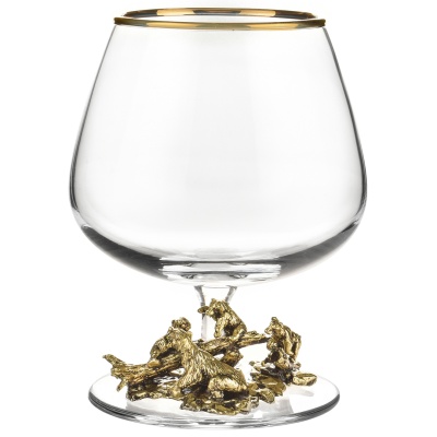 Подарочный набор из 4 бокалов для коньяка "Медведи" в подарочной коробке