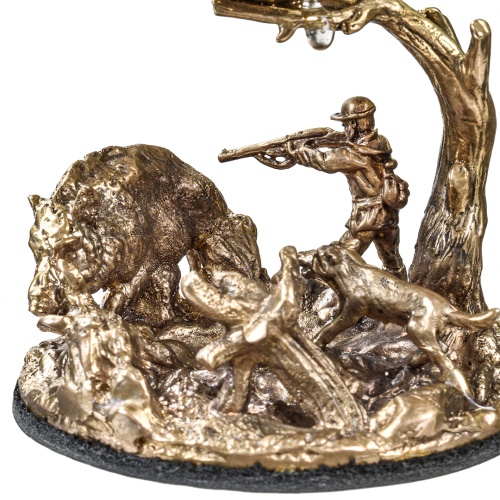 Набор 2 бокала для коньяка "Охота на Кабана" и "Охота на Медведя", в шкатулке из массива