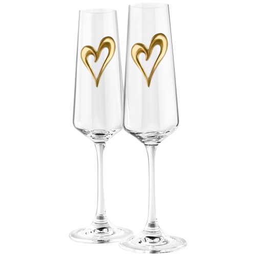 Набор 2 бокала для шампанского,накл. "Сердце", в подарочной коробке