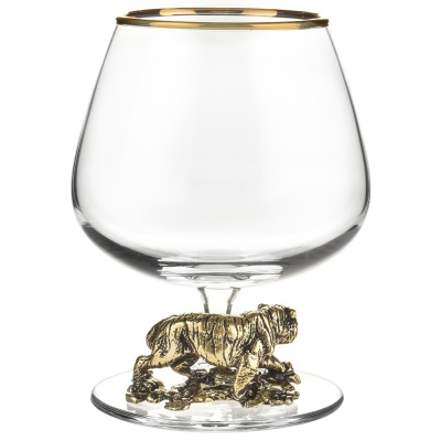 Подарочный набор из 4 бокалов для коньяка "Тигр" в подарочной коробке