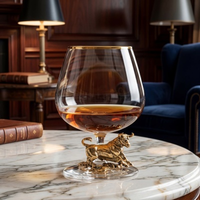 Подарочный бокал для коньяка "Бык" в картонной коробке