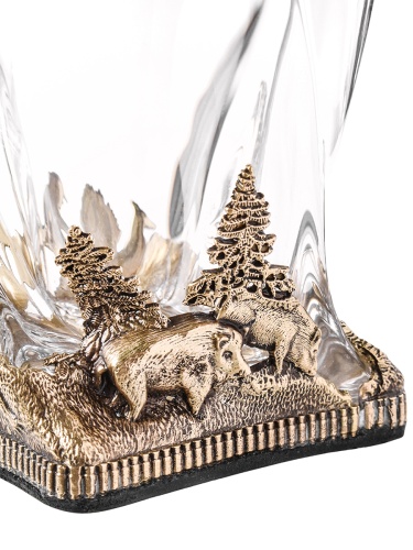 Бокал для ВИСКИ ручная работа охота на кабана в подарочной упаковке