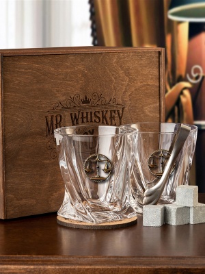 Набор бокалов для виски подарочный "Весы" упаковка Mr Whiskey