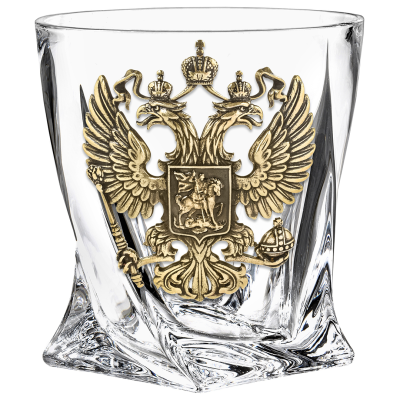 Бокал для виски "Квадро", накл."Большой герб России",камни,мешок, в картон. коробке 