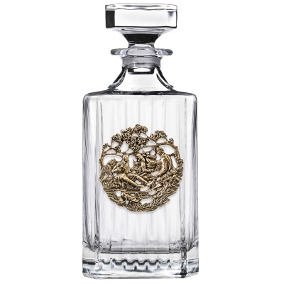 Штоф с накладкой "Три Охотника", в коробке из дизайнерского картона