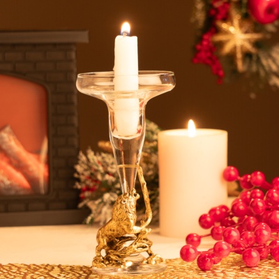 Подсвечник со статуэткой Лев на ветке в транспортной коробке