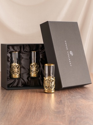 Набор 3 стопки Патрон "Герб РФ" "Великая Россия",в черн. под уп.