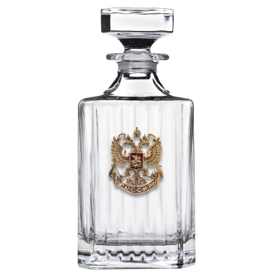 Набор Штоф и 4 бокала для виски "TImeless",накл."Герб,эмаль",камни,мешки,в под.коробке