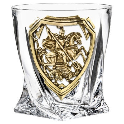 Бокал для виски "Квадро", накл."Георгий Победоносец",камни,мешок, в картон. коробке 