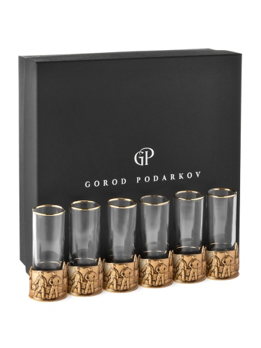 Набор 6 стопок патрон Профессии "Нефтяник", в черной подарочной упаковке