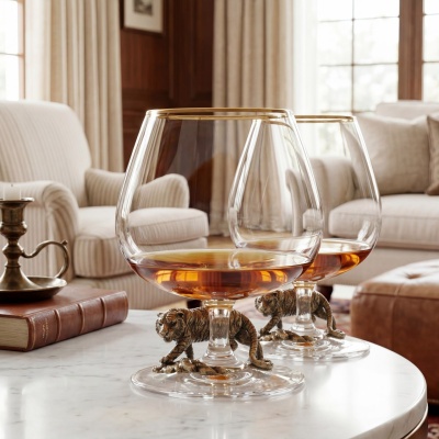 Набор из 2-х бокалов для коньяка "Тигр" в черной подарочной коробке