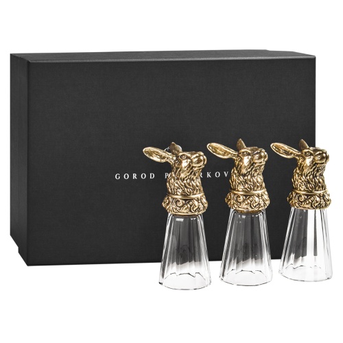 Набор 3 лафитника-перевертыша "Заяц", в коробке из дизайнерского картона