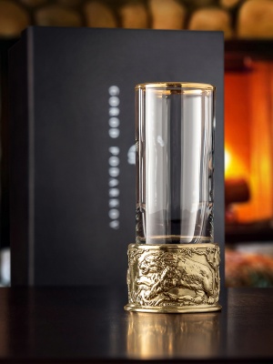 Стопка Патрон Медведь с латунным основанием в подарочной коробке