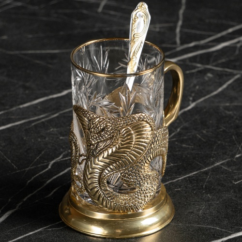 Подстаканник ручной работы "Змея", в шкатулке из массива