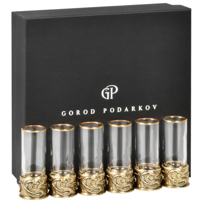 Набор 6 стопок патрон "Змея",  в черной подарочной упаковке(универсальной)