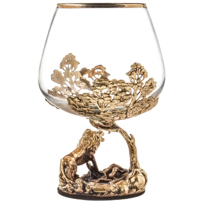 Набор 2 бокала для коньяка "Тигр" и "Лев", в шкатулке из массива