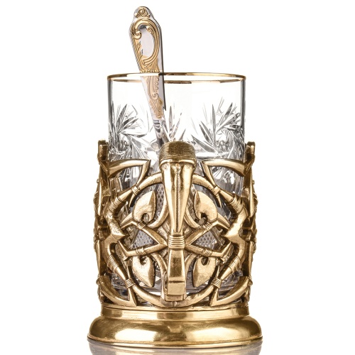 Подстаканник ручной работы "Лев", в шкатулке из массива