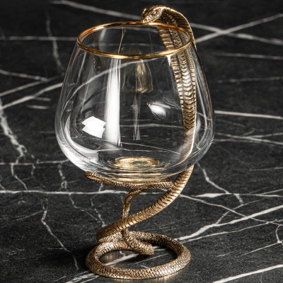 Бокал для коньяка "Змея", в шкатулке из массива