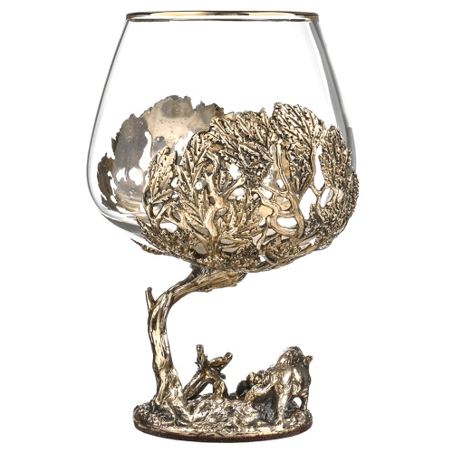 Набор 2 бокала для коньяка "Кабан", в шкатулке из массива