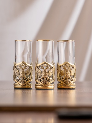 Набор 3 стопки Патрон "Герб РФ" "Великая Россия",в черн. под уп.