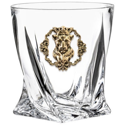 Набор 2 бокала для виски с накладкой "Лев" и "Львица", в шкатулке Mr Whiskey