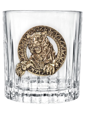 Набор для крепких напитков Таймлесс ( 4 бокала + штоф) с накладкой "Тигр" латунь в подарочной упаковке