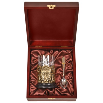 Подстаканник "Гербы" в деревянной шкатулке