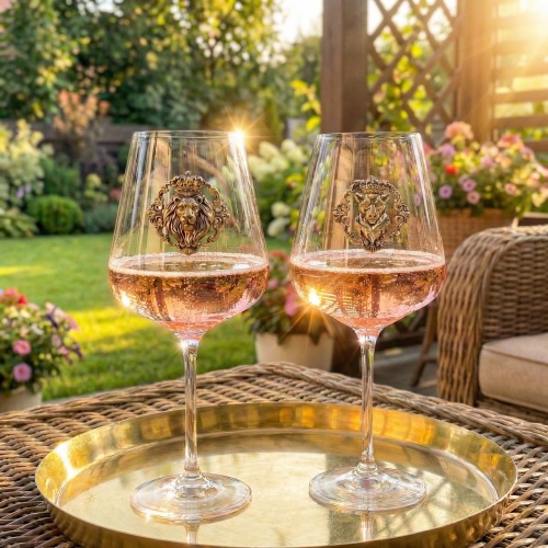 Набор бокалов для вина Корвус с накладками Лев и Львица царские в картонной коробке